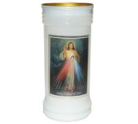72 Hour Burn Candle in Holder 15cm White Candle (Divine Mercy, Jesus I Trust in You 9067)