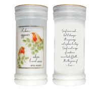 72 Hour Burn Candle in Holder 15cm White Candle Robins Appear When Loved Ones are Near 9463