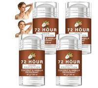 72-Hour Long-Lasting Underarm Deodorant Cream, Aluminum-Free Coconut Vanilla Deodorant Stick, Baking Soda Free Natural Deodorant, Mini Travel Size Body Deodorants for Coconut Lavender (4pcs)