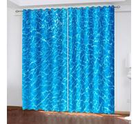 72 Inch Curtains, Farmhouse Curtains Blackout Sea Landscape Polyester Blue Drapes for Window Living Room 2 Panels 38W x 72L Inch