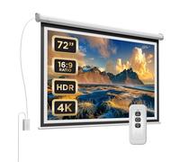 72 Inch Electric Motorised Projector Screen with Remote Control, Wall Mounted HD Projection Screen for Home Cinema, Office, School & Classroom Presentations, Retractable Movie Screen