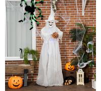 72 Inch Halloween Decorations White Witch Holding Pumpkin Head