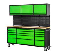 72 Inch Rolling Tool Chest Rollcab with Upper Storage Cabinets Blue Green Red Black (Green/Black)