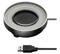 72 LED Microscope Ring Light, Polarized Dustproof USB-Powered Lamp with Adjustable Brightness for Ph Repair and Inspection, Aluminium Alloy Construction, Silver, 6.2cm