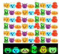 72 Mini Luminous Ghost Pumpkins, Resin, for Halloween Decor, Garden, Dollhouse, Crafts(Funny Pumpkin)
