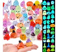 72 Mini Luminous Ghost Pumpkins, Resin, for Halloween Decor, Garden, Dollhouse, Crafts(Party Style)