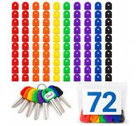 72 Pack Colour Key Caps Silicone Covers for House Door Office Keys - Flexible Key Identifiers - Fits Yale Cylinder Keys - Waterproof Key Toppers for Keyrings, Families, Landlords (3)