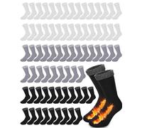 72 Pairs Thermal Socks Bulk Socks Thick Winter Socks Unisex One Size Socks for Men Women Homeless Care Package, Black, White, Gray, B