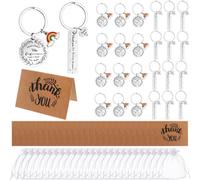 72 Pcs/24 Sets Employee Appreciation Gifts Bulk-24 Thank You Keychains 24 Thank You Cards 24 Organza Bags for Employee Coworker Colleague Teacher Nurse Leaving Gifts Small Good Luck Keyring