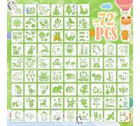 72 Pcs Animals Stencils for Painting Set, Reusable Tiger Dino Lion Deer Cute Painting Templates - Stencil Crafts Drawing Templates for DIY Scrapbook, Home Wall Murals, Canvas Wood Signs