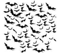 72 Pcs Bats Halloween Decorations, 3D Bats Stickers, Bat Attack Sticker, Wall Sticker, Black Bats for Home Wall Window Party Bar Room Decorations