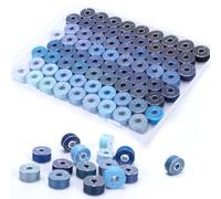 72 Pcs Bobbins Sewing Thread Assorted 72 Colored Pre-Wound Sewing Bobbins with Bobbins Box Compatible with Singer/Brother/Janome/Embroidery Machine (Blue)