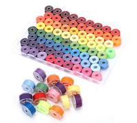 72 Pcs Bobbins Sewing Thread Assorted 72 Colored Pre-Wound Sewing Bobbins with Bobbins Box Compatible with Singer/Brother/Janome/Embroidery Machine (Rainbow)