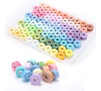 72 Pcs Bobbins Sewing Thread Assorted 72 Colored Pre-Wound Sewing Bobbins with Bobbins Box Compatible with Singer/Brother/Janome/Embroidery Machine (Pastel)