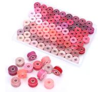 72 Pcs Bobbins Sewing Thread Assorted 72 Colored Pre-Wound Sewing Bobbins with Bobbins Box Compatible with Singer/Brother/Janome/Embroidery Machine (Pink)