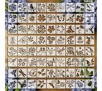 72 Pcs Butterfly Flower Stencils for Painting Set, Reusable Botanical Leaf Dragonfly Plants Painting Templates - Stencil Crafts Drawing Templates for DIY Scrapbook, Home Wall Murals, Canvas Wood Signs