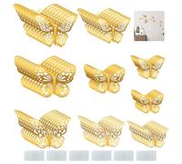 72 PCS Butterfly Wall Decor, Gold Hollow 3D Butterfly Cake Toppers Mixed Size Removable Golden Paper Wall Stickers for Birthday Wedding Girls Bedroom Decoration