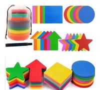 72 Pcs Carpet Markers for Classroom, 4 Shapes Sitting Spots Floor Markers with Storage Bag, Non-Slip Rug Spots for Preschool Elementary Teachers, Circles Stars Squares Hearts