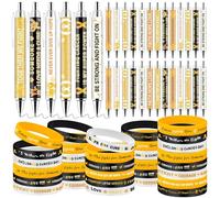 72 Pcs Childhood Cancer Awareness Bracelets Gold Cancer Prevention Awareness Ballpoint Pens Inspirational Cancer Wristband for Pediatric Cancer Support, Charity Fundraiser Events Accessories Bulk