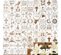 72 Pcs Christian Cross Stencils for Painting Set, Reusable Religious Jesus God Painting Templates - Christ Stencil Crafts Drawing Templates for DIY Scrapbook, Home Wall Murals, Canvas Wood Signs