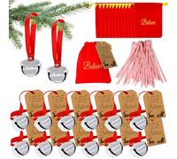 72 Pcs Christmas Believe Bell Ornaments, Polar Express Bell, Christmas Tree Bell Decoration for Kids & Adults (72)