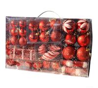 72 Pcs Christmas Tree Decorations Set with Plastic Ornaments Balls and Garland for Holiday Tree Use Featuring Diverse Shapes and Sizes for Rich Visual Effect (A)