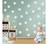 72 PCS Daisy Flower Wall Decals White Daisy Flower Wall Stickers Floral Wall Decals Baby Nursery Girls Room Bedroom Wall Decor