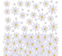 72 Pcs Daisy Iron on Patches, 4 Sizes White Daisy Flower Appliques Patches Embroidery Sew on Patch, Mini Iron on Applique Patch for T-Shirts Pants Bags Hats Jeans Clothing Repair & Embellishment