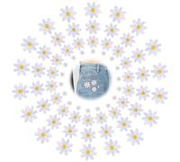 72 pcs Daisy Patch, Iron On Patches for Clothing,Embroidered Flower Applique for DIY Crafts, T-Shirt, Pants, Bags, Hat, Shoes (White)