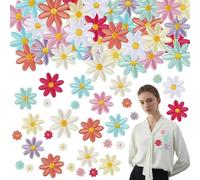 72 pcs Daisy Patch, Iron On Patches for Clothing,Embroidered Flower Applique for DIY Crafts, T-Shirt, Pants, Bags, Hat, Shoes (Mixed Color)