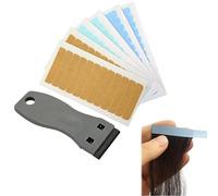 72 Pcs Double Sided Hair Extension Tapes with Scraper - Strong Hold, No Glue - Easy Apply & Remove for Tape-in Extensions, Lace Wig, Toupee, Weft - 4x0.8cm - Rejuvenates Old Hair