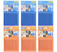 72 Pcs Drain Sticks, Easy Flow Drain Sticks, Easy Flow Sticks, Sticks Drain Cleaner & Cleaner Prevents Blockages and Bad Odour for Drain Pipes Toilet Sewer Kitchen Vanity Bathtub (Blue and Orange)