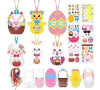 72 PCS Easter Decorations Kit, Easter Crafts for Kids DIY, Easter Gifts for Kids Include Chicks Bunny Lamb, Easter Arts and Crafts Children Activities Make Your Own Mix & Match Hanging Decor Gift
