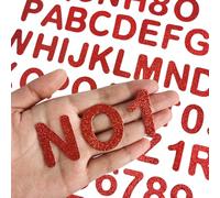 72 Pcs Glitter Iron-on Letters and Numbers Patch, Alphabet Embroidered Patch A-Z, Numbers 0-9 for Jackets, Backpacks, Hats and Shirts- Red