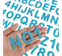 72 Pcs Glitter Iron-on Letters and Numbers Patch, Alphabet Embroidered Patch A-Z, Numbers 0-9 for Jackets, Backpacks, Hats and Shirts - Blue