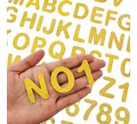 72 Pcs Glitter Iron-on Letters and Numbers Patch, Alphabet Embroidered Patch A-Z, Numbers 0-9 for Jackets, Backpacks, Hats and Shirts- Gold