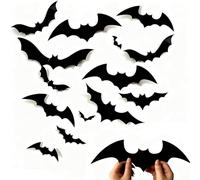 72 Pcs Halloween Bats Wall Sticker,Black 3D Halloween Bats Decorations,Reusable Scary Bat Halloweens Window Stickers,Bat Stickers,for Windows Walls Indoor Outdoor DIY Halloweens Party Decor