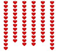 72 Pcs Heart Valentines Day Decorations, Glitter Red Hearts Garland for Valentine's Day, Red Hearts Hanging String for Anniversaries Wedding Birthday Party