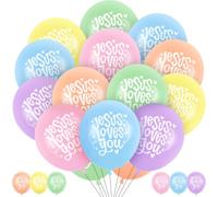 72 Pcs Jesus Birthday Party Decorations Jesus Loves You Balloons | Baptism Balloons Christian Religious Jesus Balloon He Is Risen Party Favors for Cross Church Event Sunday School Supplies