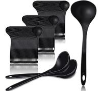 72 Pcs Large Plastic Serving Spoons Heavy Duty Serving Spoons Utensils Bulk for Party Catering Buffet Restaurant Dinner Soup Cooking Weddings Dishwasher Safe, 23 x 7 cm, Black