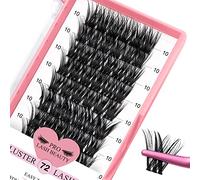 72 Pcs Lash Clusters DIY Eyelash Extension Individual Lashes D-10mm Thin Band Easy to Apply at home Lashes (Adore, D-10mm)