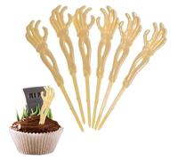 72 Pcs Plastic Skeleton Zombie Hand Cupcake Toppers - 5' Zombie Hands Cake Topper, Halloween Decor, Party Supplies(yellow)