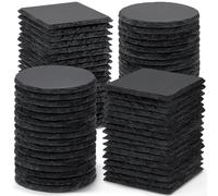 72 PCS Slate Drink Coasters for Laser Engraving, MAPRIAL 4 Inch 36 PCS Square, 36P Round Coaster Bulk Material Blank Handmade Costers for Engraver, Etching, Gifts, Christmas, DIY, Wedding, Black