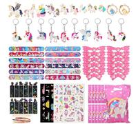 72 Pcs Unicorns Party Bags Fillers for Girls, Unicorns Theme Toy, Kids' Party Favors Gift Bags Scratch Paintings Masks Keychains Slap Bracelet Sticker Pendants for Birthday Party Christmas Gifts
