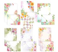 72 pcs Watercolor Floral Stationery Set,24 Letter Writing Papers with 24 Matching Envelopes and 24 Sealing Stickers,Watercolor Style for Invitations,Love Letters,Creative Party (Watercolor Flowers)