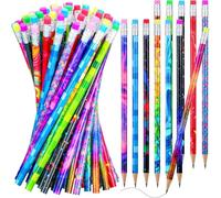 72 Pcs Wooden Pencil with Eraser Assortment Colorful Pencils for Kids Writing Fun Assorted Novelty Kids Fun School Supplies for Classroom, Student Reward, Party Favor (72)