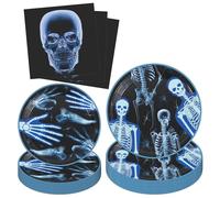72 Piece Doctor Party Tableware Skeleton Birthday Decoration Radiology Radiology Graduation Tableware Skeleton Decor Paper Plates Napkins Accessories