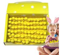 72-Piece Mini Easter Chicks Pack - 3cm Yellow Cotton Ball Fluff Chickens - Cute Plush Easter Egg Filler & Table Decorations - Small Bonnet Craft Supplies & Spring Home Decor Ornaments