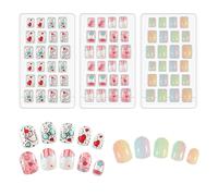 72 Pieces 3 Pack Press on Nails for Kids - Full Cover Kids Fake Nails - Short Square False Nails for Kid s - Reusable Girls Stick on Nails Nail Art Decoration