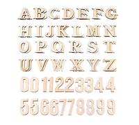 72 Pieces 4" Wood Alphabet Letters Unfinished Wooden Numbers Craft Letters Large Natural Wood Letters Paintable Home Wall Decor ABC Letters for Letter Board/Wall Decor/DIY/Painted/Educational